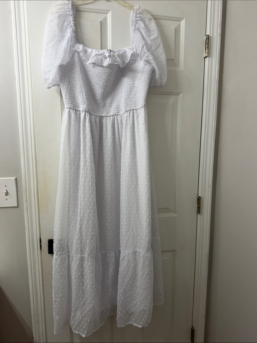Talisea White Swiss Dot Puff Sleeve Plus size Dress
